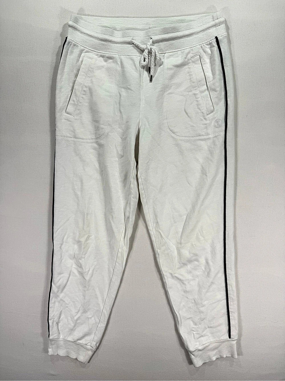 T by TALBOTS Track Jogger Pants in White & Black Size XS
